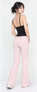 Ensemble décontracté et sportif pour femme : Crop top court noir sans bretelles et pantalon rose à jambes larges – Tenue respirante en maille pour toutes les saisons - Product Image 2