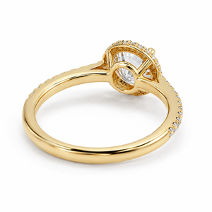 Anillo de Compromiso de Lujo al por Mayor con Halo de Diamantes Cultivados en Laboratorio en Oro Amarillo, Anillo Nupcial con Diamantes Redondos Pavé, Chapado en Rodio para Mujer - Product Image 6
