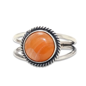 Bague unisexe en argent sterling 925 avec pierre précieuse ovale en cornaline orange naturelle, faite à la main, cadeau de mariage chrétien mignon, bijoux fins et tendance - Product Image 1