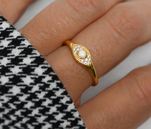 Natural Ethiopian <b>Opal</b> 3mm Round Shape 925 Silver <b>Gold</b> Plated CZ Pave Diamond Gemstone <b>Ring</b> Unisex Women's Engagement Wedding - Product Image 4
