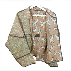 Vintage Women's 100% Cotton Kantha <b>Jacket</b> Handmade Indian Embroidered Bohemian Style Breathable Fashionable Floral <b>Pattern</b> - Product Image 4