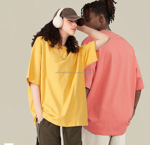 Moda Streetwear algodón para hombre 260 GSM cuello redondo Camiseta Heavyweight Boxy Fit camisetas en blanco - Product Image 1