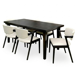 Premium Solid Teak Modern <b>Foldable</b> 7-Piece <b>Dining</b> Set with Upholstered <b>Chairs</b> <b>for</b> Home Farmhouse Villa & Hotel Use - Product Image 1