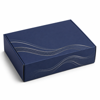 Boîte cadeau de luxe bleue personnalisée avec insert en velours, emballage rigide pliable pour vêtements, cosmétiques, cadeaux