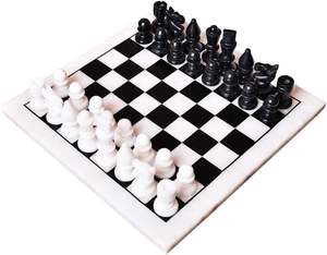 Jeu d'échecs en marbre fait main de luxe avec pièces lestées et design unique, échiquier de collection - Product Image 6