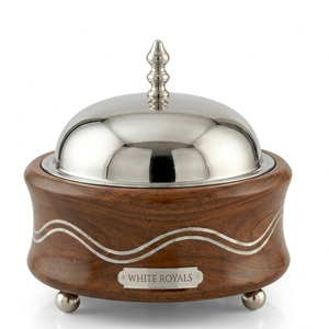 Cacerola de madera de nogal imperial indoarabia con acabado pulido a espejo, de acero inoxidable aislado, para calentar y mantener la comida caliente, duradera - Product Image 1