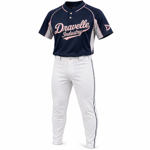 OEM Custom Sublimated Men's Softball Uniform Polyester Micro Mesh Jersey Double-<b>Knee</b> Reinforced White Pants Performance Set - Product Image 2