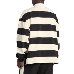 Custom Men's Embroidery Patch Logo Rugby for Shirts 100% Cotton Anti-Bacterial Oversized Knit Striped Design Custom Team <b>Name</b> - Product Image 3