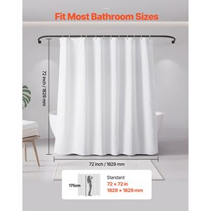 Rideau de douche en polyester blanc gaufré de haute qualité 240 GSM avec crochets résistants à la rouille - Lavable en machine pour une utilisation en salle de bain - Product Image 2