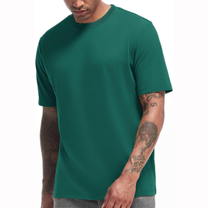 T-shirt homme en coton doux à manches courtes, respirant, grande taille, vert foncé, avec logo personnalisé, t-shirt d'été pour hommes - Product Image 5