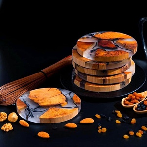 Handmade Epoxy Resin Wood Coaster Set with Holder | Natural Wood Slice Drink Coasters | Luxury <b>Table</b> Decor Gift Set - Product Image 3