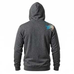 Sweat-shirt à capuche pour homme, imprimé abstrait effet éclaboussures, en molleton bouclette, décontracté, avec poches, coupe classique, tricoté, 100 % polyester, tendance - Product Image 2