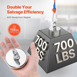 Aimant de pêche en néodyme super puissant, force de traction de 700 lb/318 kg, poignée de 2,36 pouces, aimant de levage super puissant en terres rares - Product Image 2