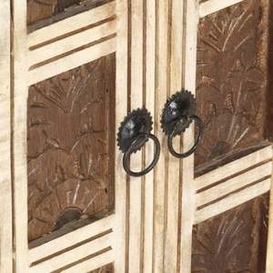 Aparador Blanco de Madera de Mango Maciza con Patrones Marrones Tallados - Product Image 5