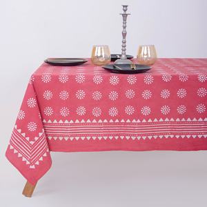 Nappe de table rectangulaire vintage en coton 100 % imprimé floral Dabu pour événements et fêtes – Fabrication artisanale - Product Image 1