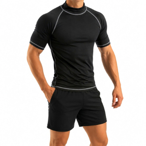 Black <b>Compression</b> <b>Men's</b> Sleeve <b>Compression</b> T <b>Shirt</b> Breathable Quick Dry Slim Fit Sports Top Workout Training Tee - Product Image 1