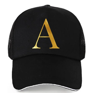 หมวกเบสบอลฮิปฮอป 1 ชิ้นพร้อมพิมพ์ตัวอักษรสีทอง, ตัวล็อคแบบตะขอและห่วงที่ปรับได้, ด้านหลังเป็นตาข่ายระบายอากาศได้, หมวกสตรีทน้ำหนักเบา - Product Image 2
