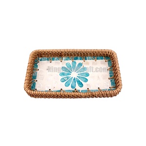 Modern Handmade Mother of Pearl Tray Decorative Luxury Platter for <b>Coffee</b> <b>Tables</b> Special Events and Boutique Interiors - Product Image 5