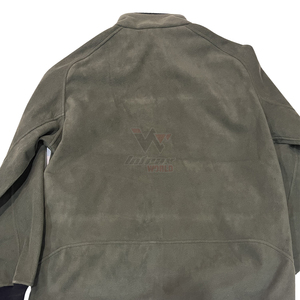 Chaqueta de forro polar verde con cremallera completa, forro naranja, puños acanalados, bolsillos laterales, ropa de forro polar de marca privada, cortavientos de invierno con cremallera completa - Product Image 4