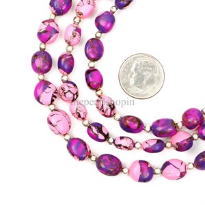 Perles de pierres précieuses en turquoise rose Mohave lisse de qualité AAA, 6x8mm et 8x10mm, en fil, prix de gros en vrac pour la fabrication de bijoux - Product Image 5