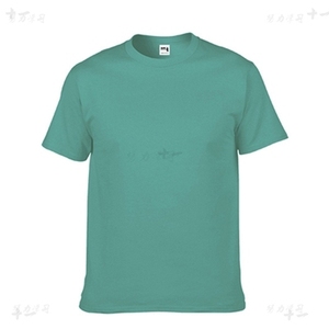 T-shirt décontracté pour homme, 100% coton, uni, teinture unie, col rond, manches courtes, coupe classique, jersey tricoté - Product Image 5