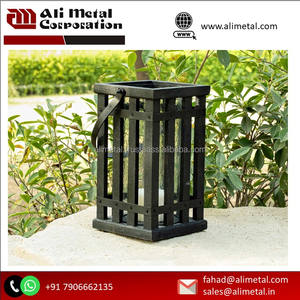 Linterna industrial de madera y metal personalizable Luce para decoración de bodas y Navidad en el jardín del hogar - Product Image 5