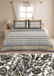 Manthan Hand Block Printed <b>Floral</b> Pattern 100% Cotton 200TC Anti-Dust Mite All-Season 3-Piece Customizable Simple Bedding Set - Product Image 2