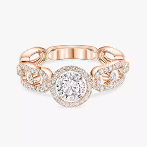 Rose Gold Diamond Engagement <b>Ring</b> Round Brilliant Cut Romantic Women's Fine Jewelry - Product Image 2