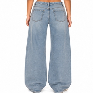 Jean en denim à jambe large pour femme, taille haute, coupe classique, sur mesure, vintage, été, tissu doux et confortable - Product Image 2