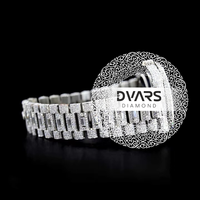 Montre analogique à quartz de luxe de qualité supérieure, boîtier en alliage, cadran avec aiguilles en diamant moissanite de 20 mm, 48 mm, résistante à l'eau, unisexe