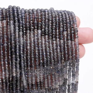 Excelentes cuentas de rondelle facetadas de iolita natural, cuentas de iolita sombreadas de 4mm para la fabricación de joyas - Product Image 2