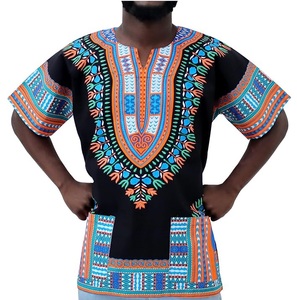 Chemise Dashiki africaine à col en V, manches courtes, imprimé géométrique, chemises Dashiki respirantes, motif tribal, chemises africaines d'été pour hommes - Product Image 6