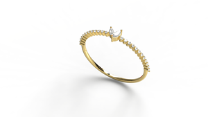 Anillo de Diamantes de Corte Marquesa en Oro Sólido de 18K de Lujo, Anillo de Boda Minimalista con Corte Redondo, Anillo Apilable Eternity para Mujer - Product Image 2