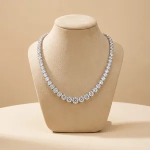 Collier Chaîne Tennis en Diamants de Laboratoire Certifiés IGI Plaqué Or pour Femme, Diamants Ronds Brillants de Luxe - Product Image 3