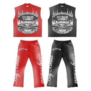 Ensemble de survêtement streetwear pour homme : veste à capuche, débardeur, pantalon à ourlet fendu, imprimé par sublimation, séchage rapide, polyester, collection automne - Product Image 3