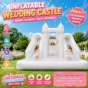Château gonflable commercial blanc <span class=keywords><strong>pour</strong></span> <span class=keywords><strong>mariage</strong></span> avec toboggan, idéal <span class=keywords><strong>pour</strong></span> les événements et la location de fêtes - Product Image 1