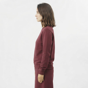 Sweat-shirt décontracté d'hiver pour femme, coupe classique, col rond, en molleton, couleur vin, logo personnalisé, manches longues - Product Image 6