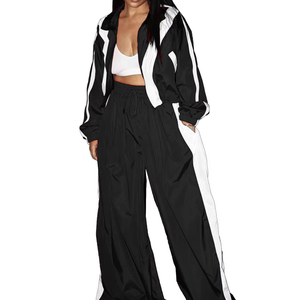 Ensemble deux pièces pour femmes, nouvelle mode d'hiver, veste à capuche à manches longues unie avec fermeture éclair, leggings skinny, survêtement décontracté - Product Image 1