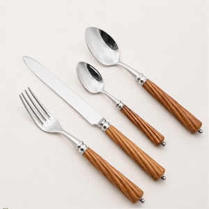 Juego de Cubiertos de Acero Inoxidable de Calidad Deluxe con Mangos de Madera Hechos a Mano, Cubiertos Modernos con Acabado Espejo para una Cena Elegante en Casa - Product Image 1