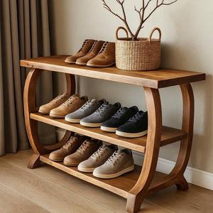 Zapatero estrecho de almacenamiento de zapatos de madera maciza estilo granja para entrada decoración de aula armario de zapatos de madera - Product Image 4