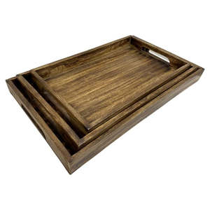 Plateaux de service en bois écologiques les plus vendus, lot de 2 - Plats de décoration d'intérieur de luxe, 50 pièces MOQ, durables, faits à la main, compatibles lave-vaisselle - Product Image 1