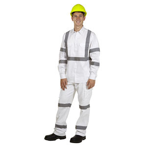 Camisas y Pantalones de Trabajo de Alta Visibilidad, Transpirables, 100% Algodón, con Franja Reflectante, Uniformes de Trabajo Personalizados para Hombre, Pantalones Cargo con Bolsillos - Product Image 1