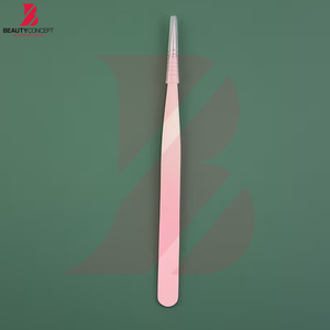 Pinzas para Extensión de Pestañas con Degradado Blanco y Rosa, Pinzas de Acero Inoxidable de Alta Precisión para Volumen de Pestañas con Empaque Premium - Product Image 3