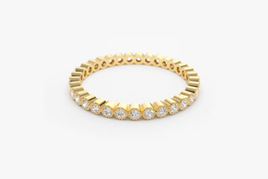 Bague classique pour femme en or jaune avec diamant taille brillant rond, pierre naturelle, alliance de mariage 0,11 carat - Product Image 3