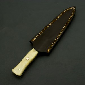 Stainless Steel Skinner Knife Spear Point Blade 0.6mm Thickness Ivory Handle With Leather Sheath - Product Image 6