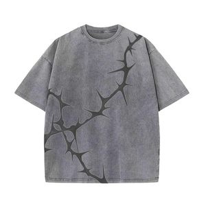เสื้อยืดโอเวอร์ไซส์สไตล์สตรีทลายกราฟิกพิมพ์ลาย คอโอ แขนสั้น ผ้าคอตตอนเจอร์ซีย์ 100% ทรงพอดีตัวสำหรับผู้ชาย - Product Image 1