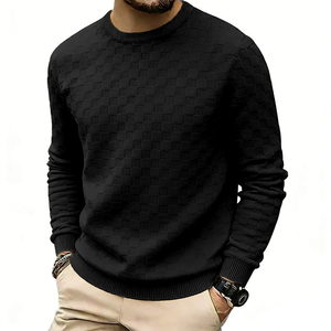 Pull à col rond pour homme en tricot 100% coton, impression sérigraphique, coupe classique, vêtements décontractés pour l'hiver - Product Image 1
