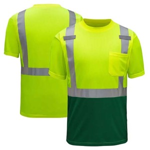 เสื้อทำงานผู้ชายแบบสะท้อนแสง สีเขียวเหลือง ผ้าโพลีเอสเตอร์ มีกระเป๋าและแถบสะท้อนแสง - Product Image 5