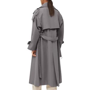 Manteau Trench Long Gris Fumé Personnalisé, Coupe Décontractée et Fluide, en Tissu Tissé Doux au Toucher, Vente en Gros, Respirant et Confortable - Product Image 2