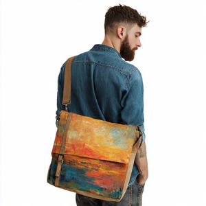 Bolsos de Mensajero de Cuero Genuino Sublimado de Alta Calidad, Bolsos Cruzados Vintage, Bolsos de Mano Grandes para Portátil, Bolsos Hobo con Múltiples Bolsillos - Product Image 4